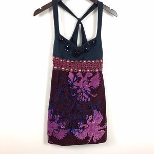 Free People Blue & Purple Velvet Tank Top Size 6